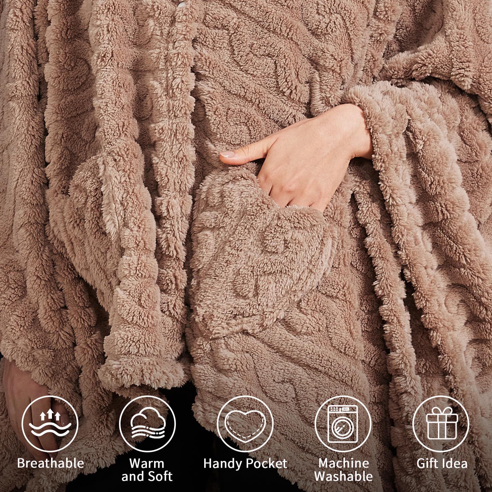 Dgsfmi blanket with two pockets keeps snacks and remotes close.