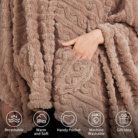Dgsfmi blanket with two pockets keeps snacks and remotes close.