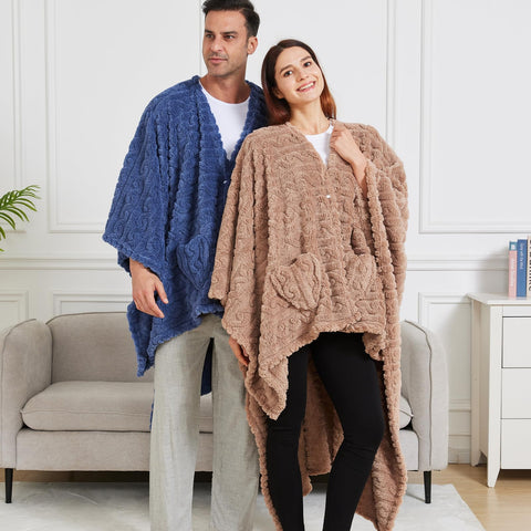 Dgsfmi sherpa fleece wearable blanket showcases plush warmth for lounging.