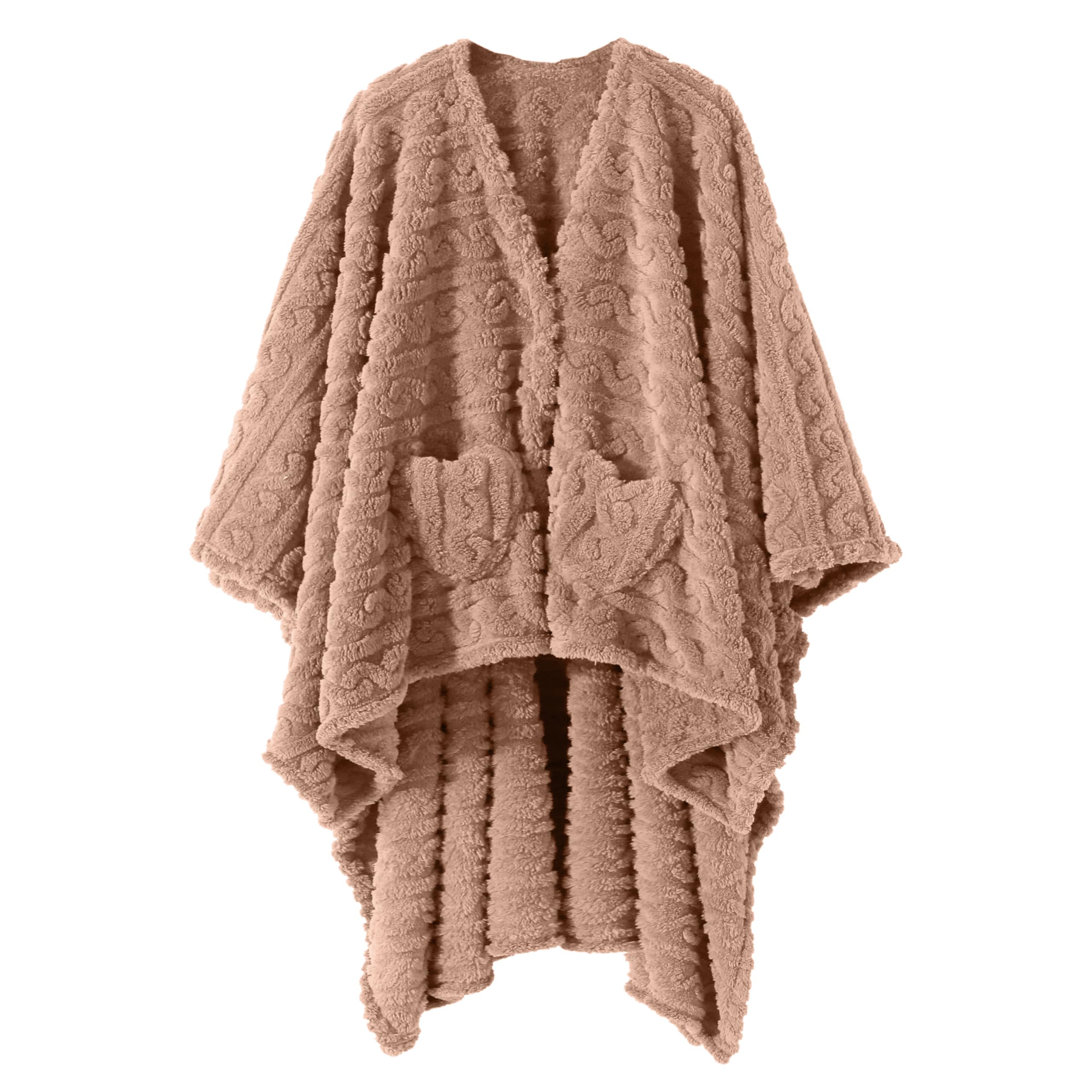 Dgsfmi wearable blanket poncho in blush with 58x64 inch size and secure fit.