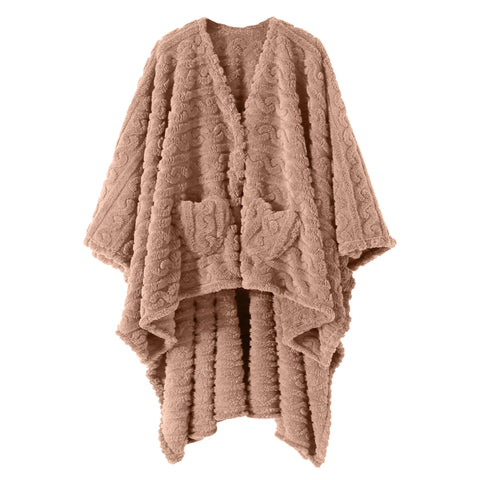 Dgsfmi wearable blanket poncho in blush with 58x64 inch size and secure fit.