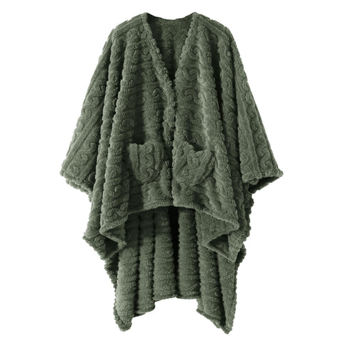 Dgsfmi wearable blanket poncho in green offers cozy warmth and easy wear.