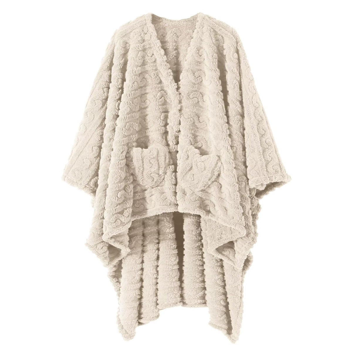 Dgsfmi wearable blanket poncho in ivory, 58x64 inches, ideal for cozy lounging.