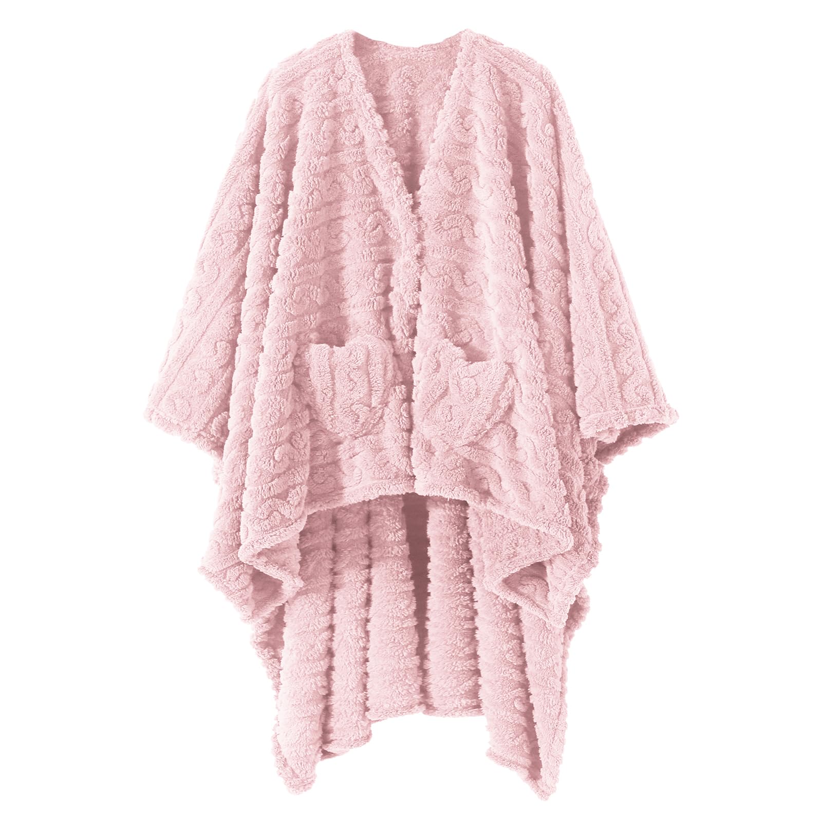 Dgsfmi wearable blanket poncho in pink provides cozy warmth for lounging.