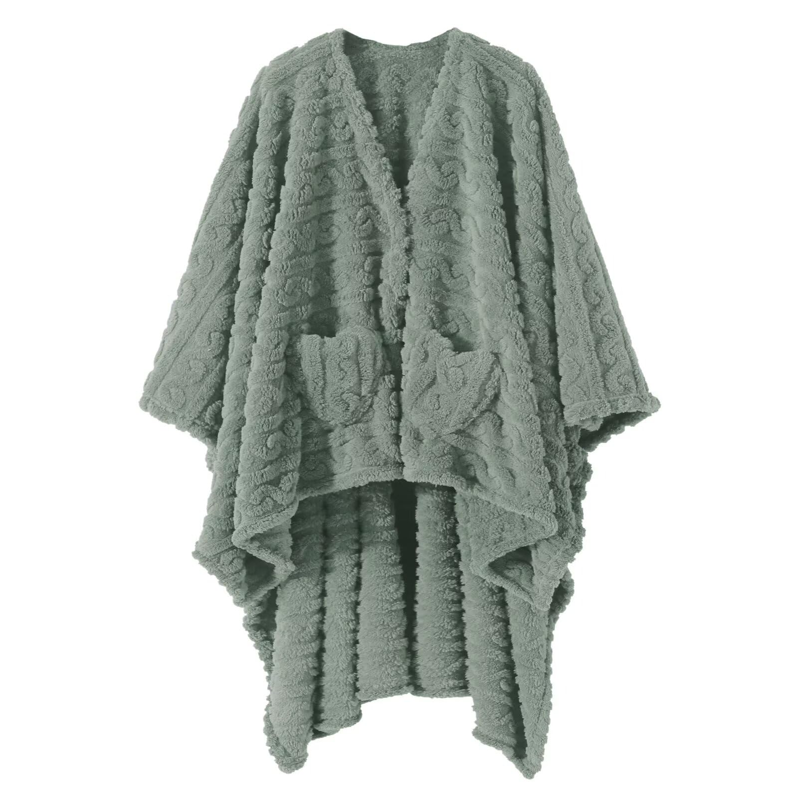Dgsfmi wearable blanket poncho in sage for warm, relaxed lounging