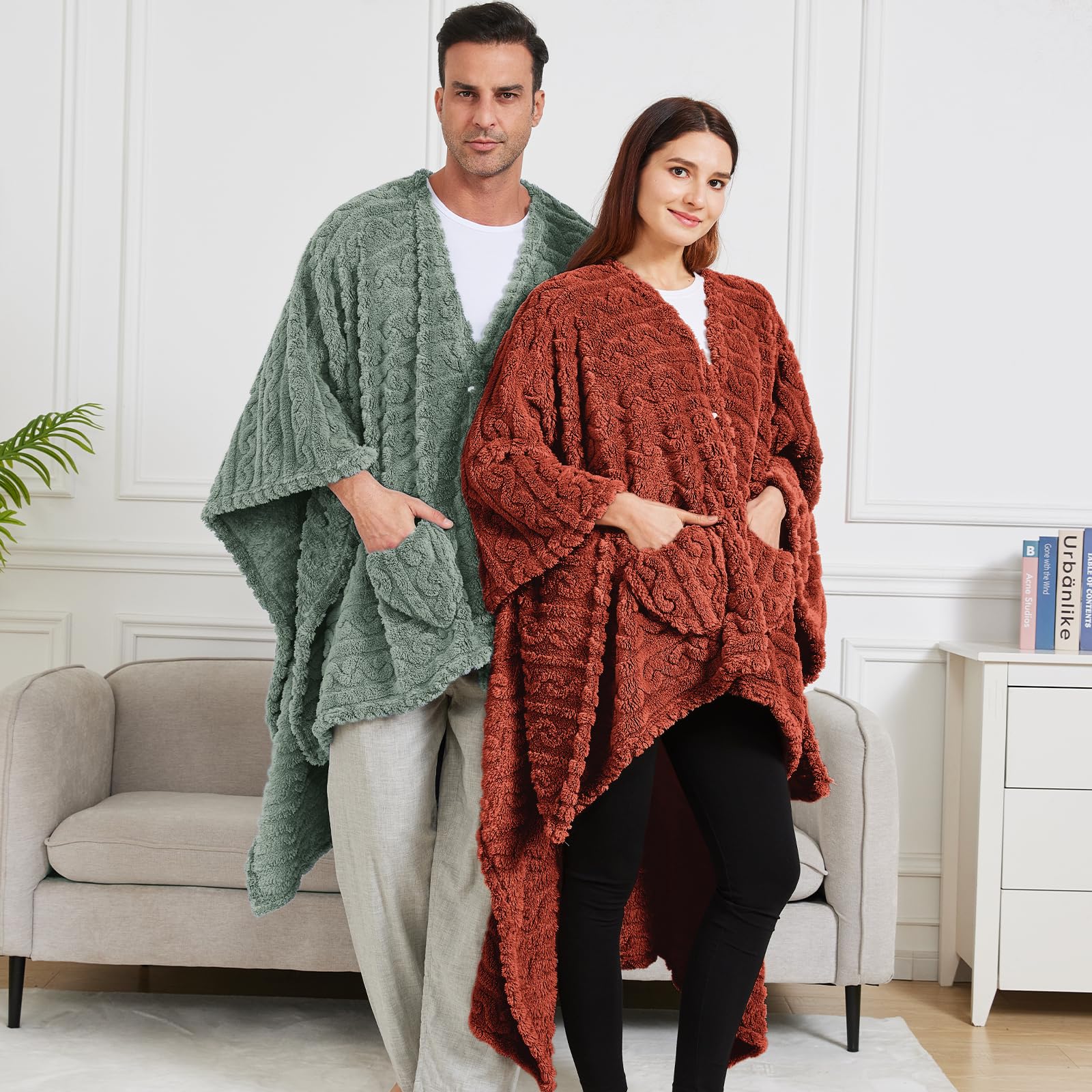 Dgsfmi poncho worn from the side showing loose fit and comfort