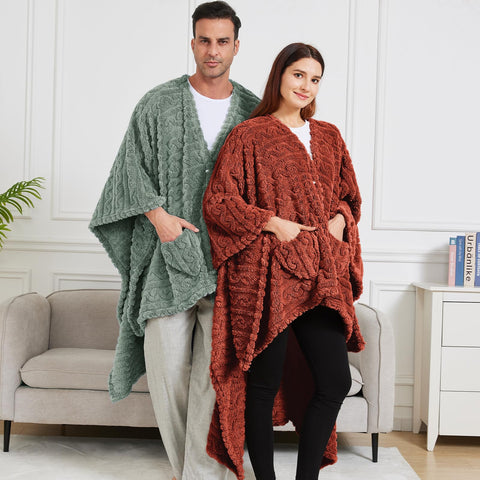 Dgsfmi poncho worn from the side showing loose fit and comfort