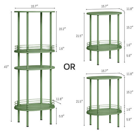 DGSANDGO small oval side table bottom shelf for extra storage.