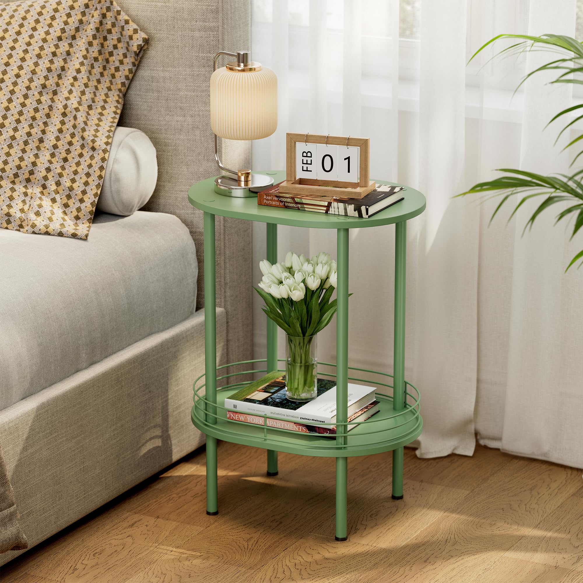DGSANDGO small oval side table top surface ideal for compact living spaces.