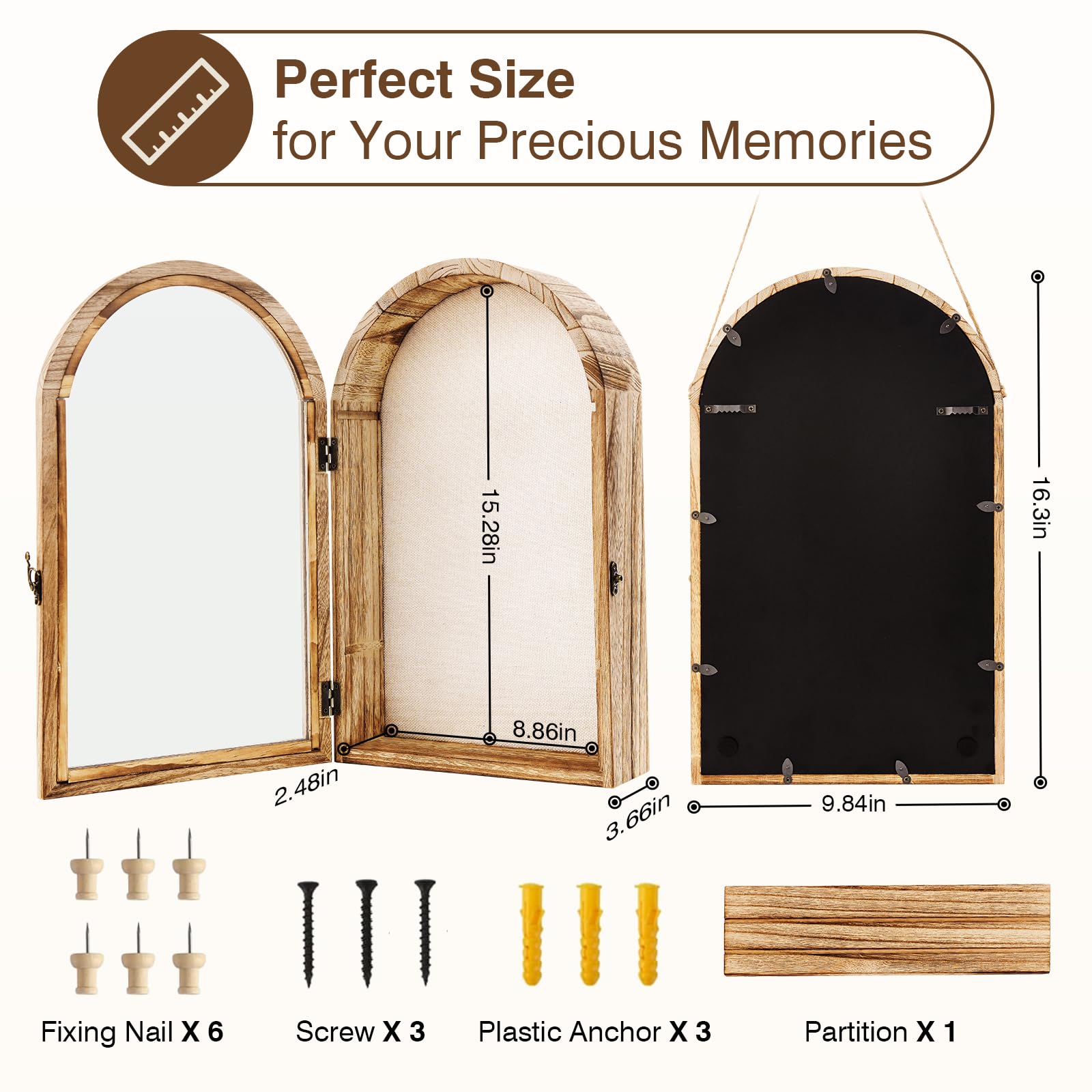 DGWJSU Shadow Box Frame linen back highlights memories with vintage charm