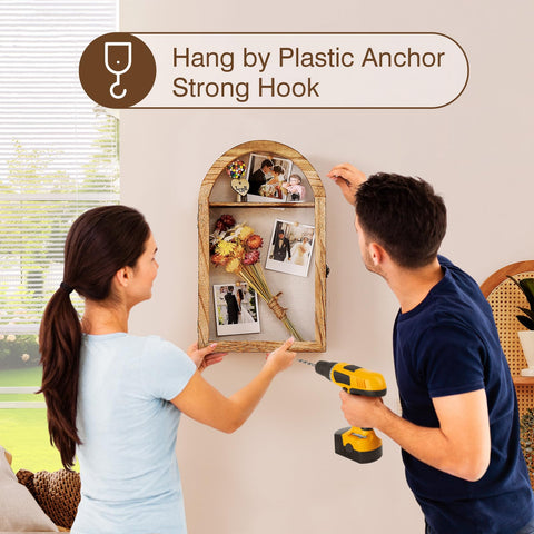DGWJSU Shadow Box Wood grain panel displays souvenirs with premium protection