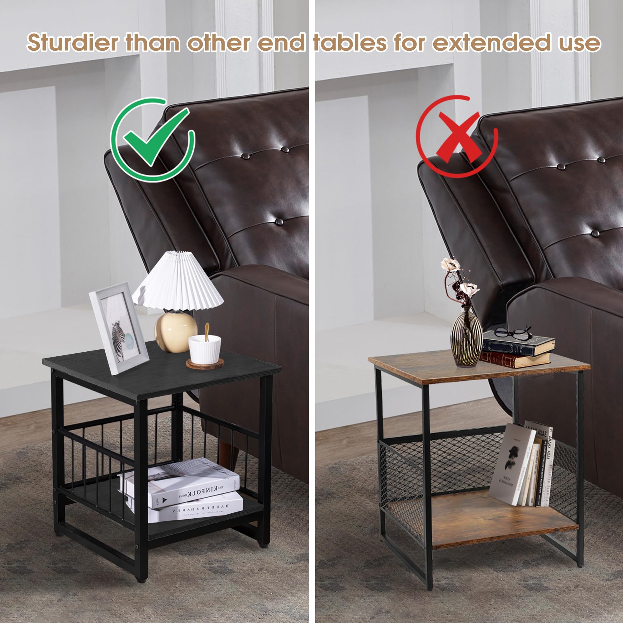 DHMAKER end table serves as versatile nightstand or living room surface.