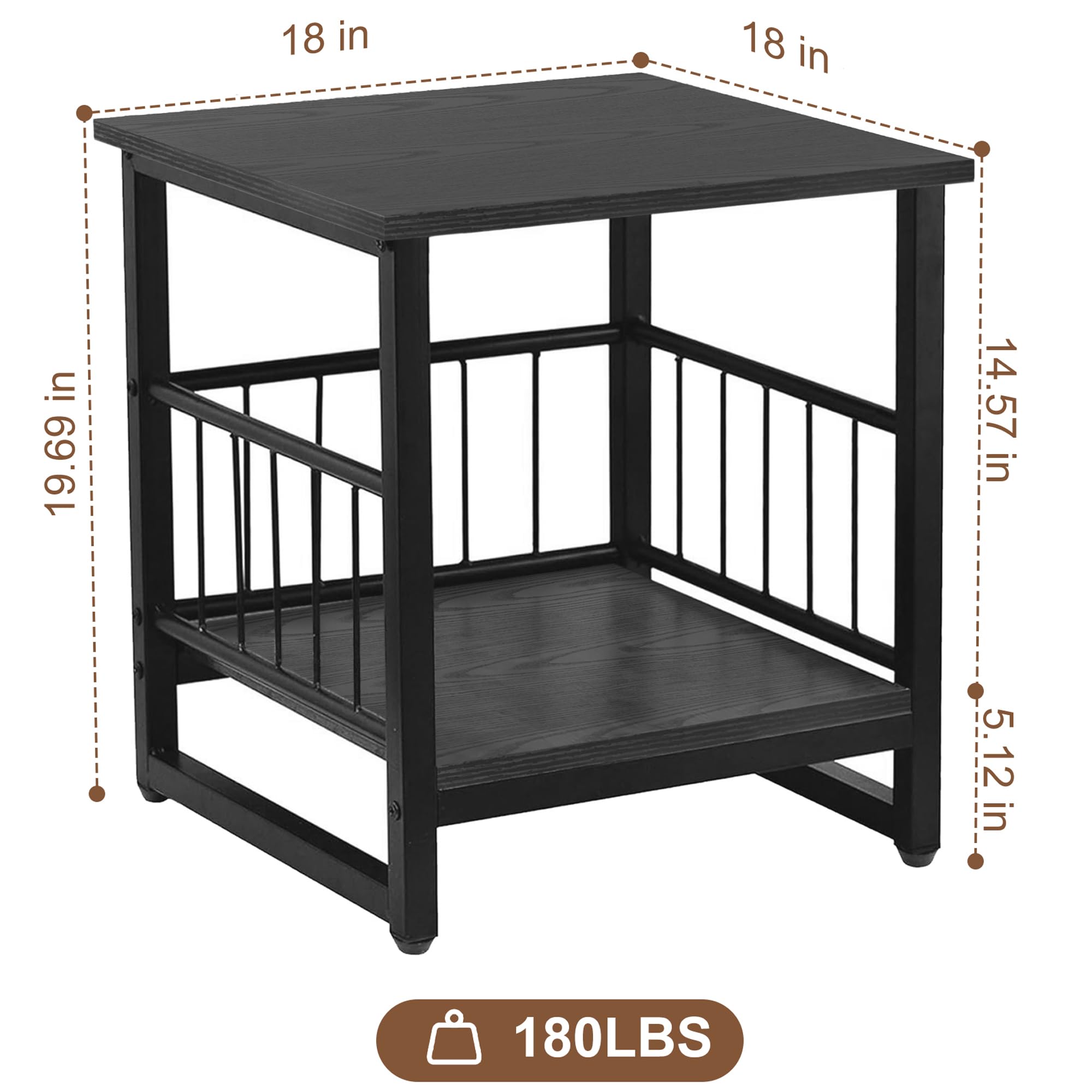 DHMAKER end table's MDF and metal frame deliver lasting support.