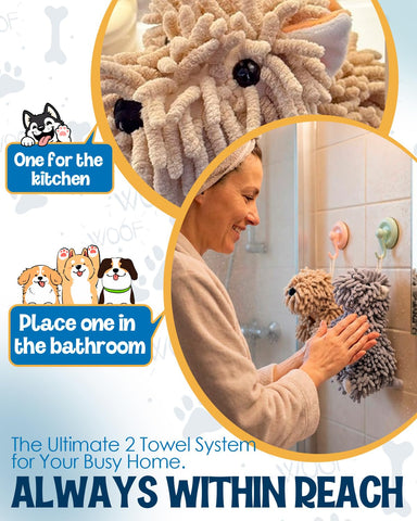 DHOEM multi-use pet towel for bath, kitchen, and paws