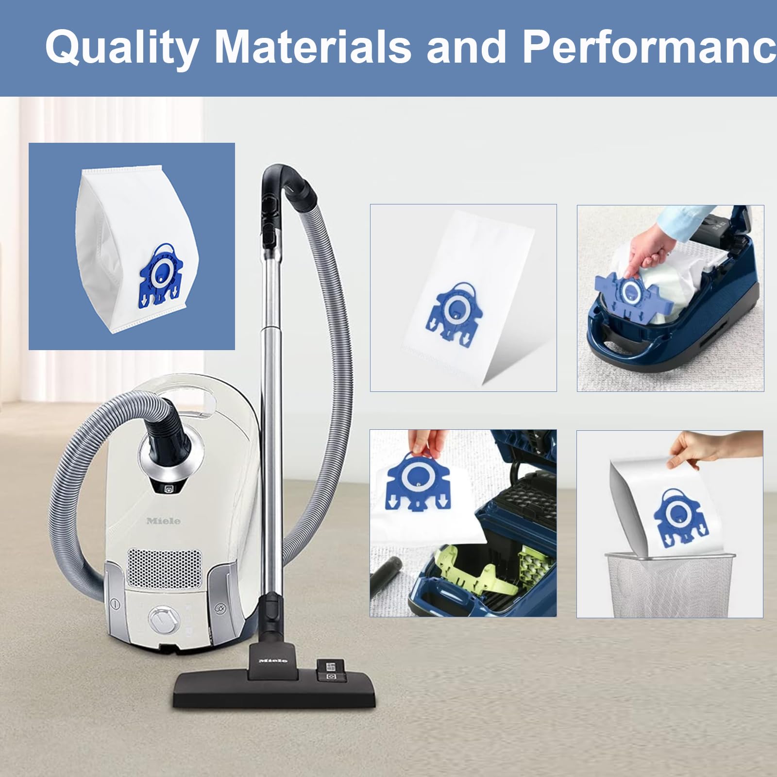 Dhoua AirClean filters capture fine dust in Miele canister vacuums.
