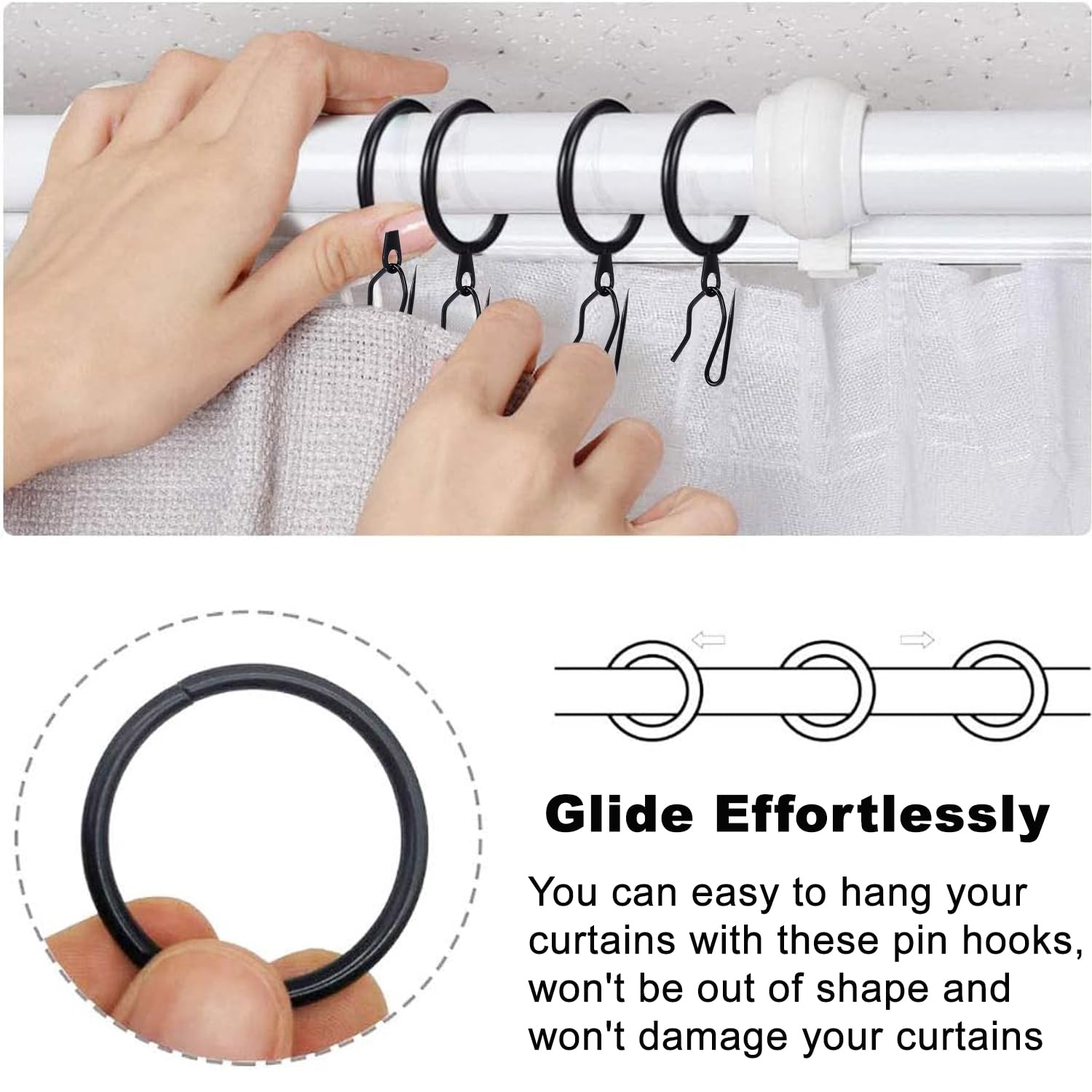 DHYLRICHER stainless-steel curtain ring close-up shows polished finish and resilience.