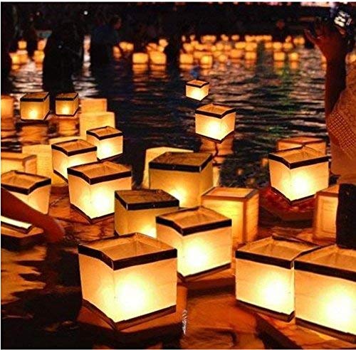 Diagtree square lantern with white gold finish for elegant outdoor celebrations.