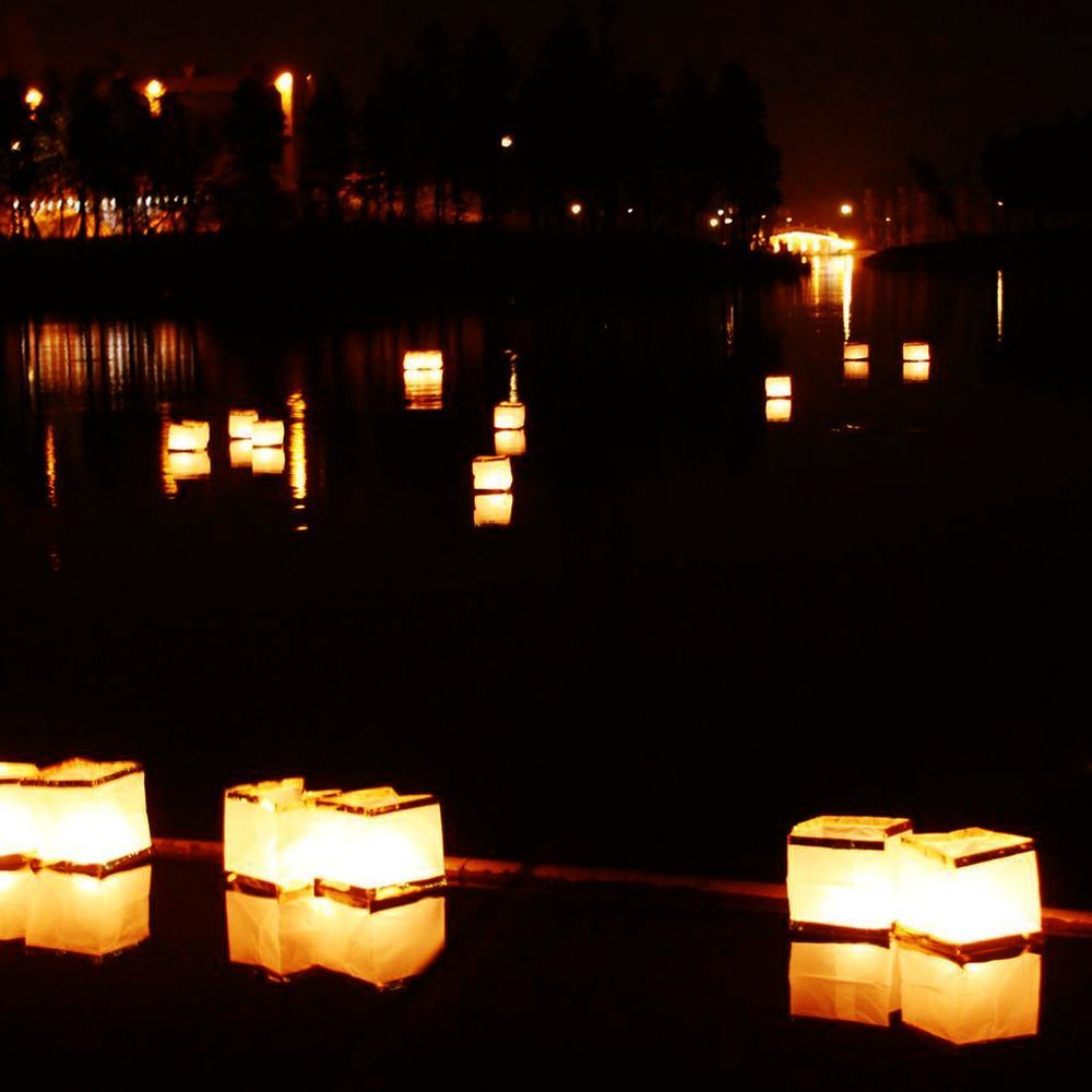 Diagtree unfolded 15 cm square lantern ready to decorate water displays.