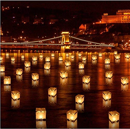 Diagtree floating water lantern with white-gold glow for weddings