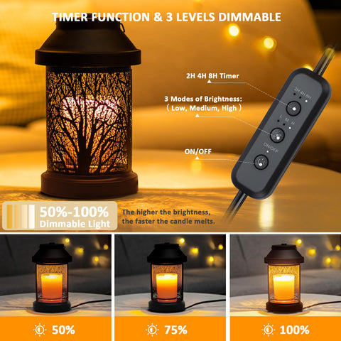 Dialan's Candle Warmer Lamp dimming control highlights mood-friendly lighting.