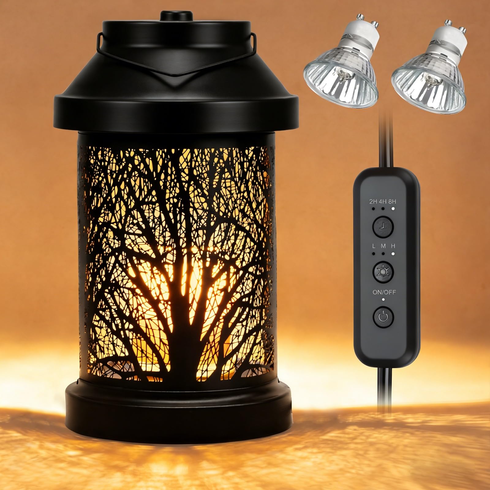 Dialan's Candle Warmer Lamp top view with vintage lantern design for cozy ambience.