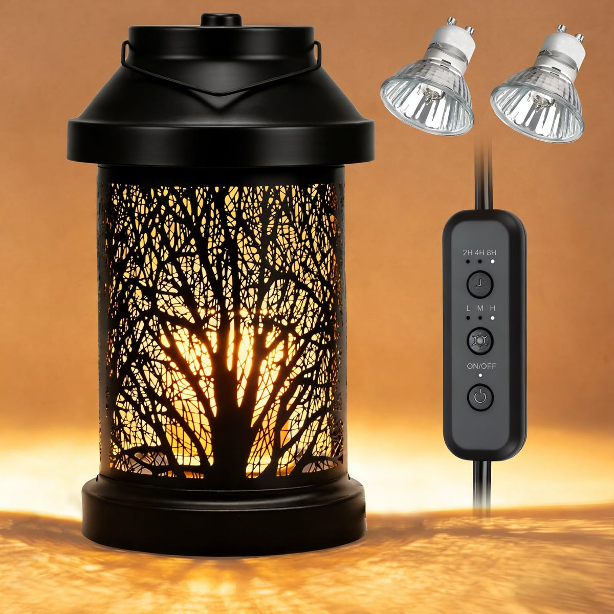 Dialan's Candle Warmer Lamp top view with vintage lantern design for cozy ambience.