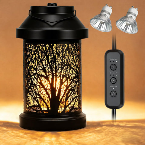 Dialan's Candle Warmer Lamp top view with vintage lantern design for cozy ambience.