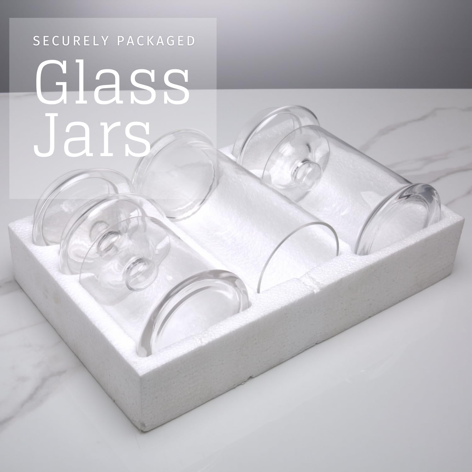 Diamond Star glass apothecary jar bathroom vanity neatly organizing essentials.