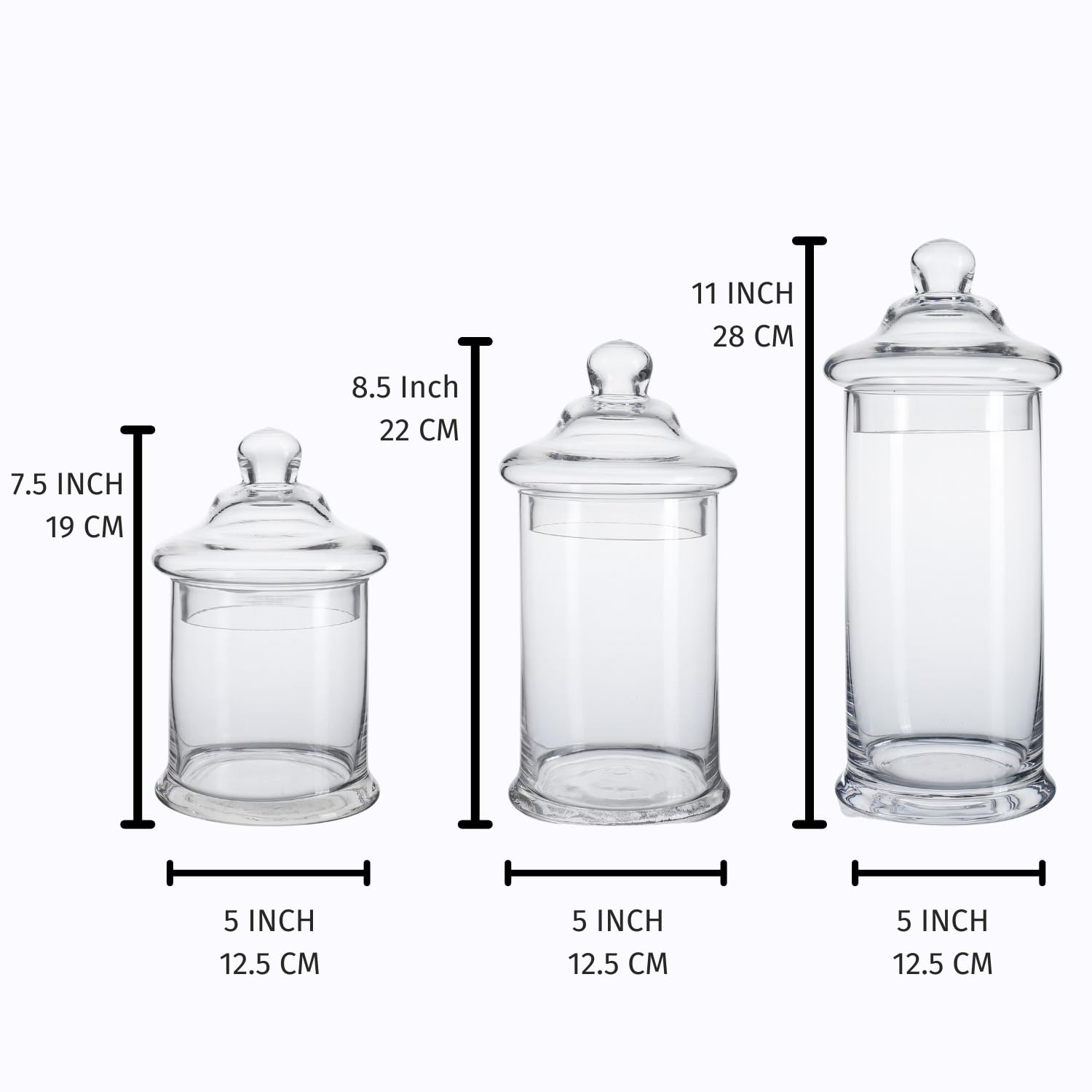 Diamond Star glass apothecary jar medium front view showcasing space-saving organization.