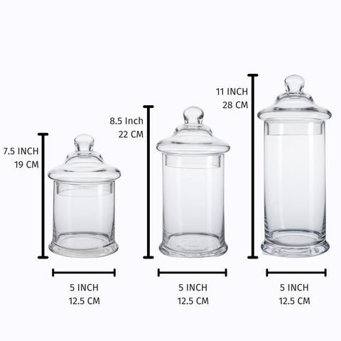 Diamond Star glass apothecary jar medium front view showcasing space-saving organization.