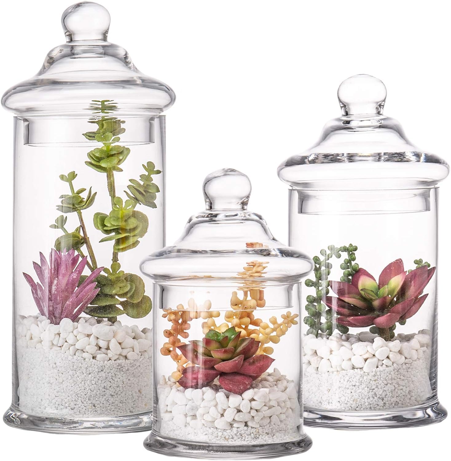 Diamond Star glass apothecary jar small front view for stylish bathroom storage.