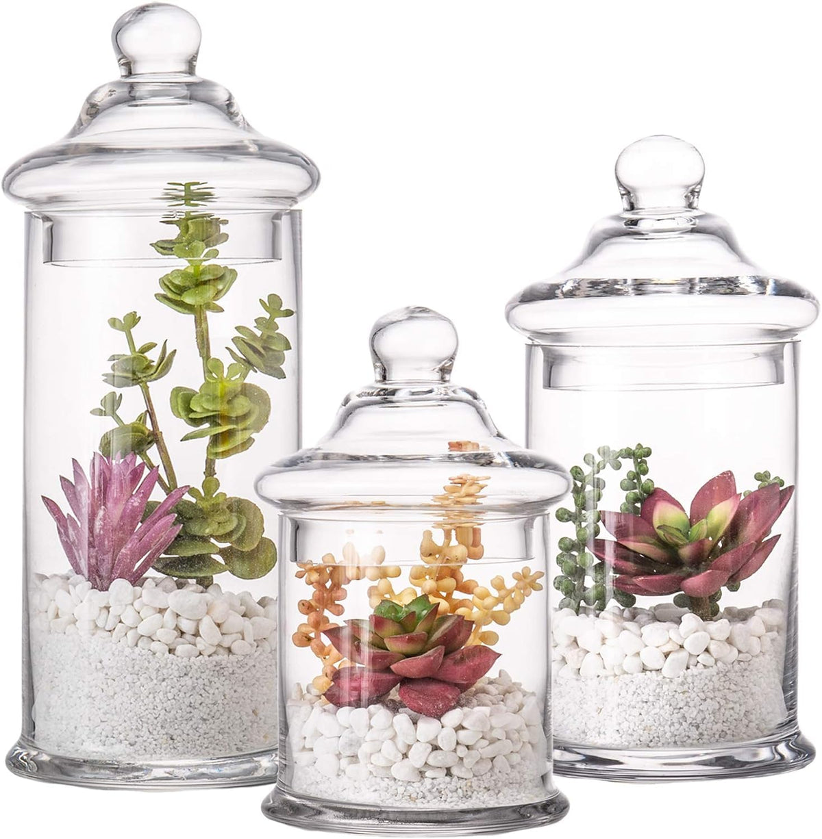 Diamond Star glass apothecary jar small front view for stylish bathroom storage.