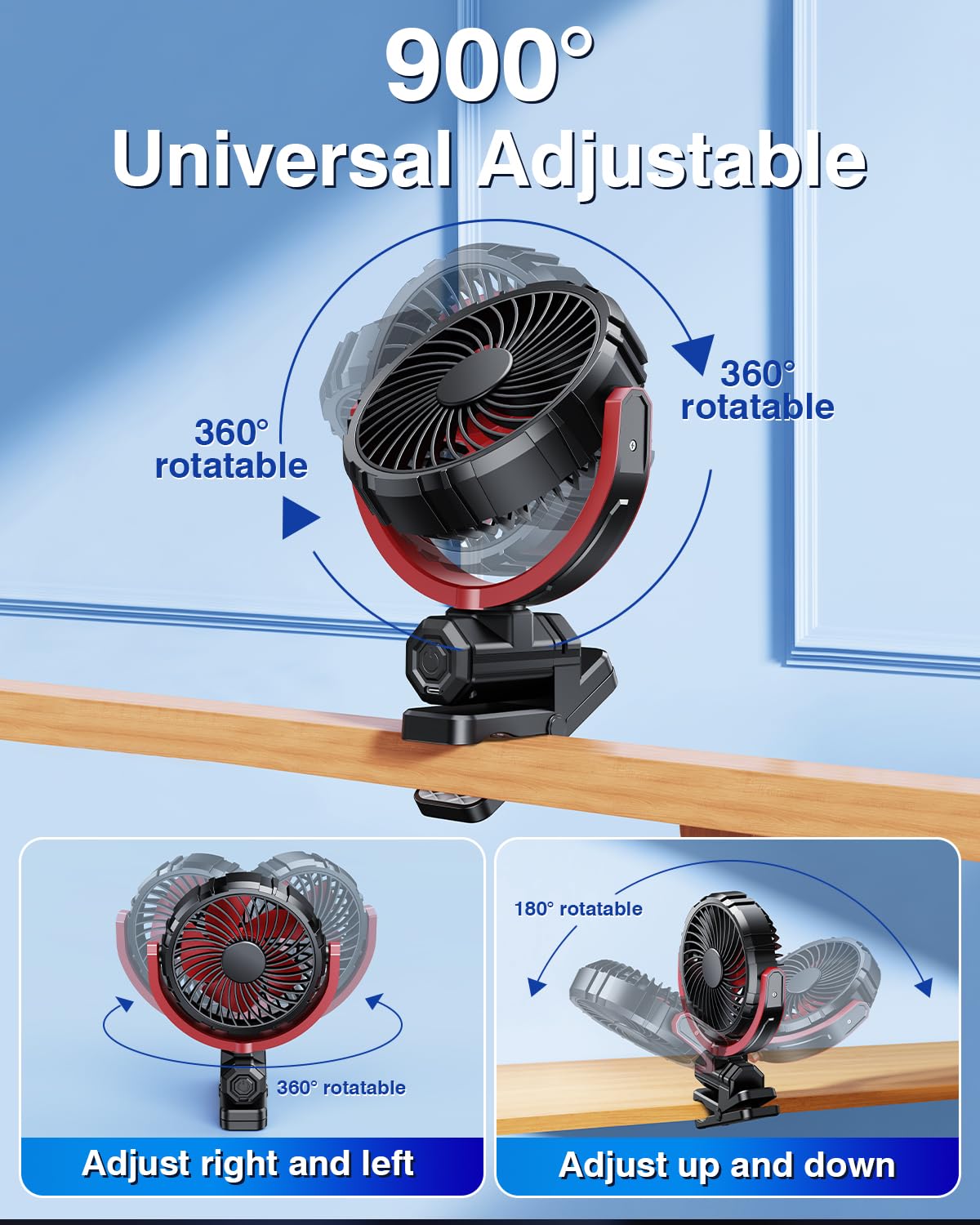 DICMKY fan with rotatable-angle adjustment directing airflow
