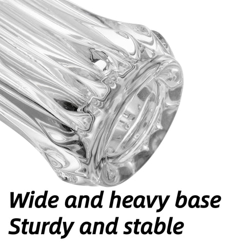 Dicunoy vase with etched tulips pattern catching light for subtle shimmer.