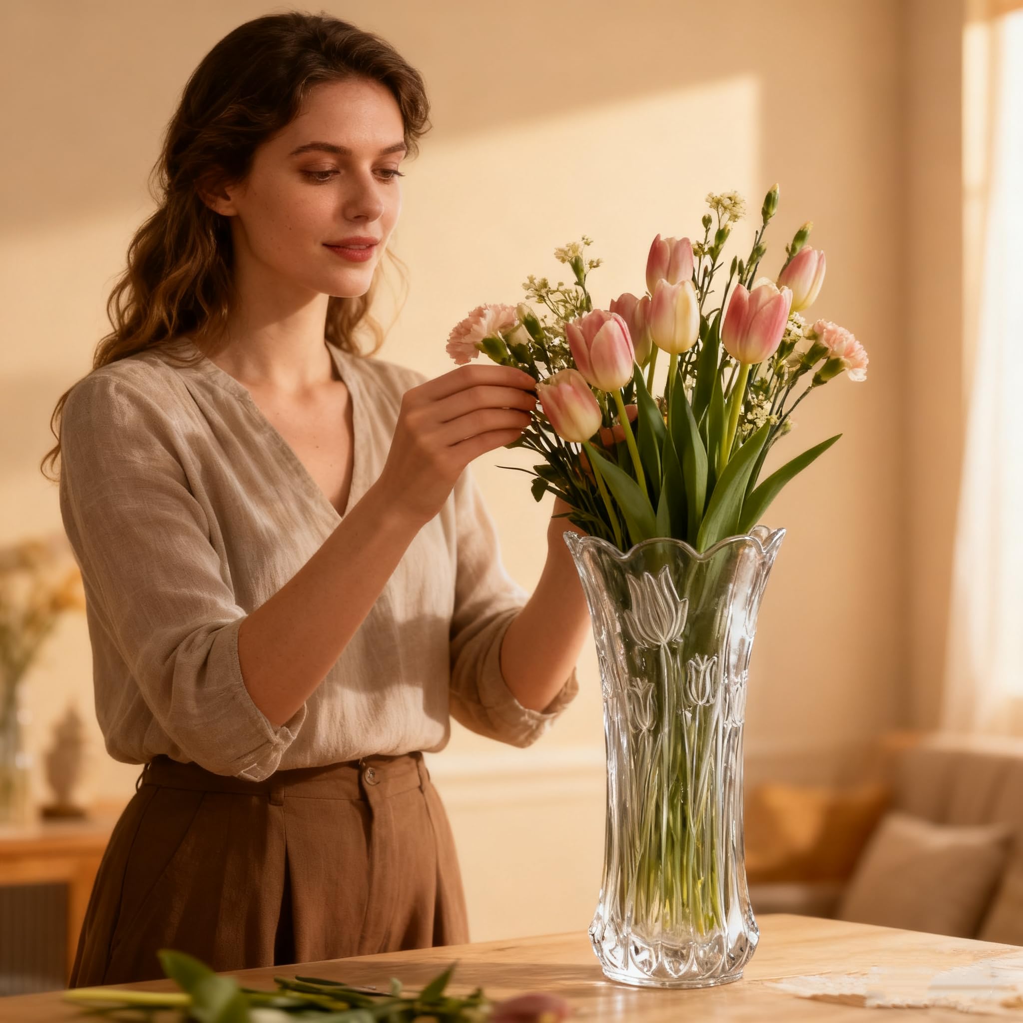Dicunoy vase showcasing a rose bouquet with exceptional clarity.