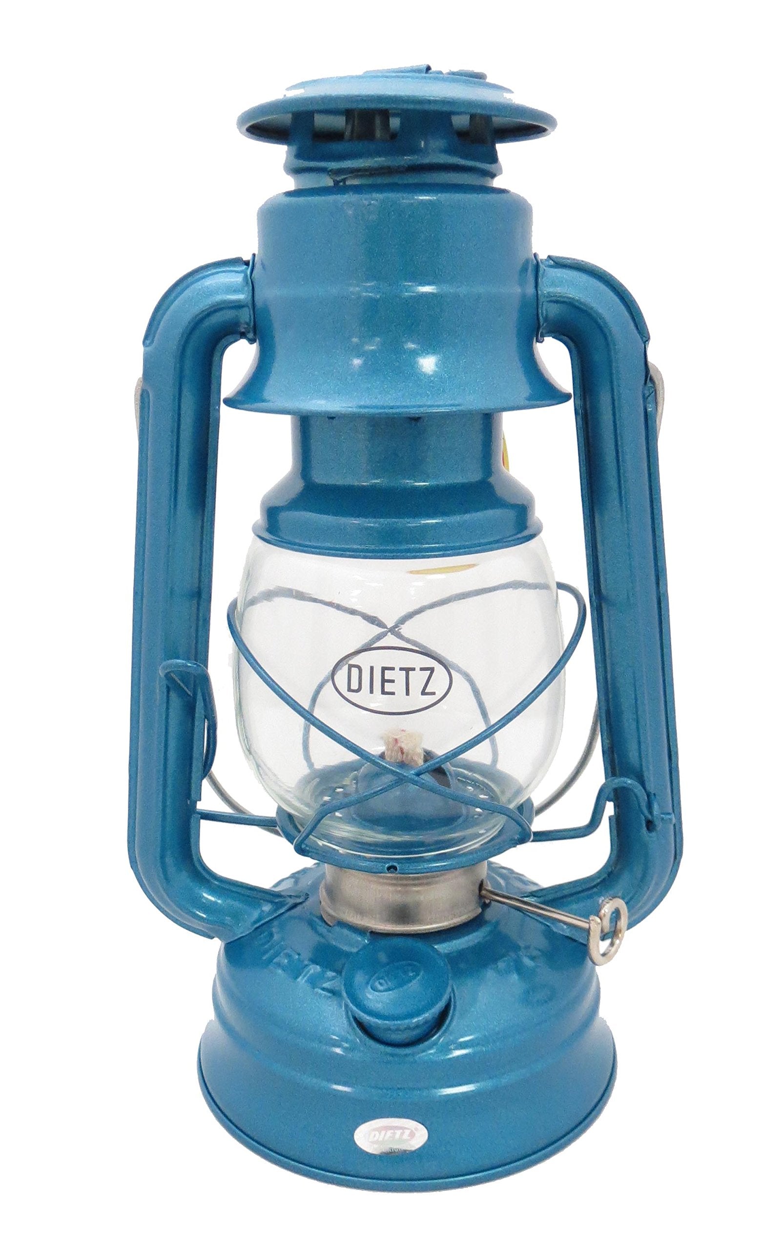Dietz 76 Original Oil Lantern blue front view ideal for camping ambiance.