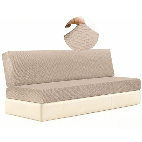 Difedo backrest cover on a jackknife sofa showing a tidy, wrinkle-free fit