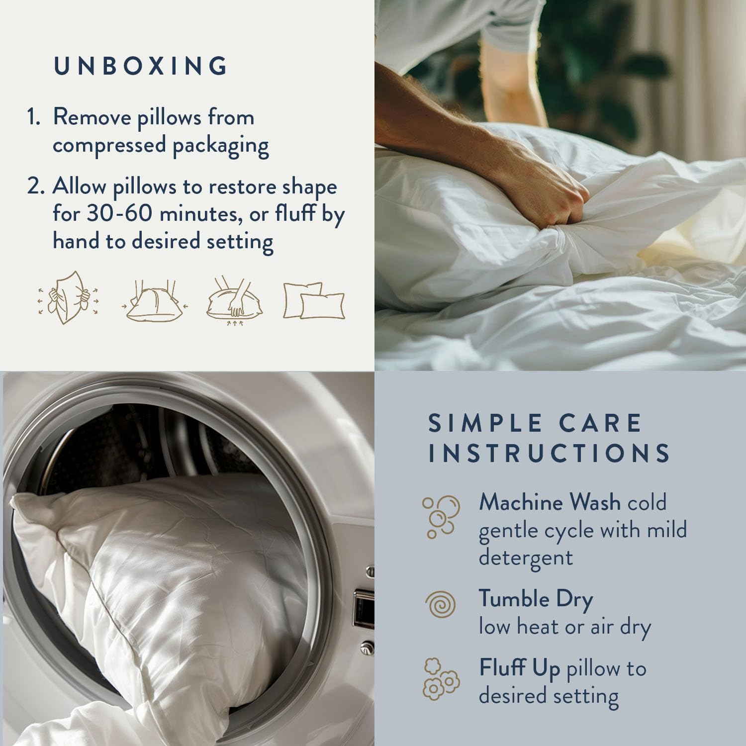 Digital Decor hypoallergenic fill resists common allergens for cleaner sleep.