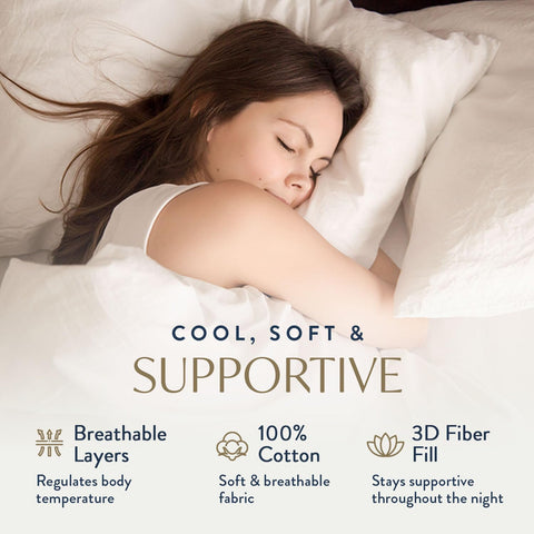 Digital Decor pillow side view highlights plush loft ideal for side sleepers.
