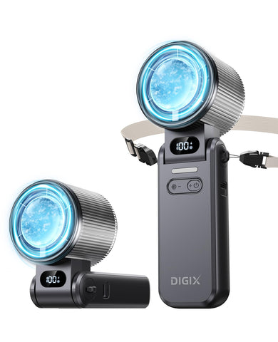 DIGIX portable fan with ice cooling for instant cool air outdoors.