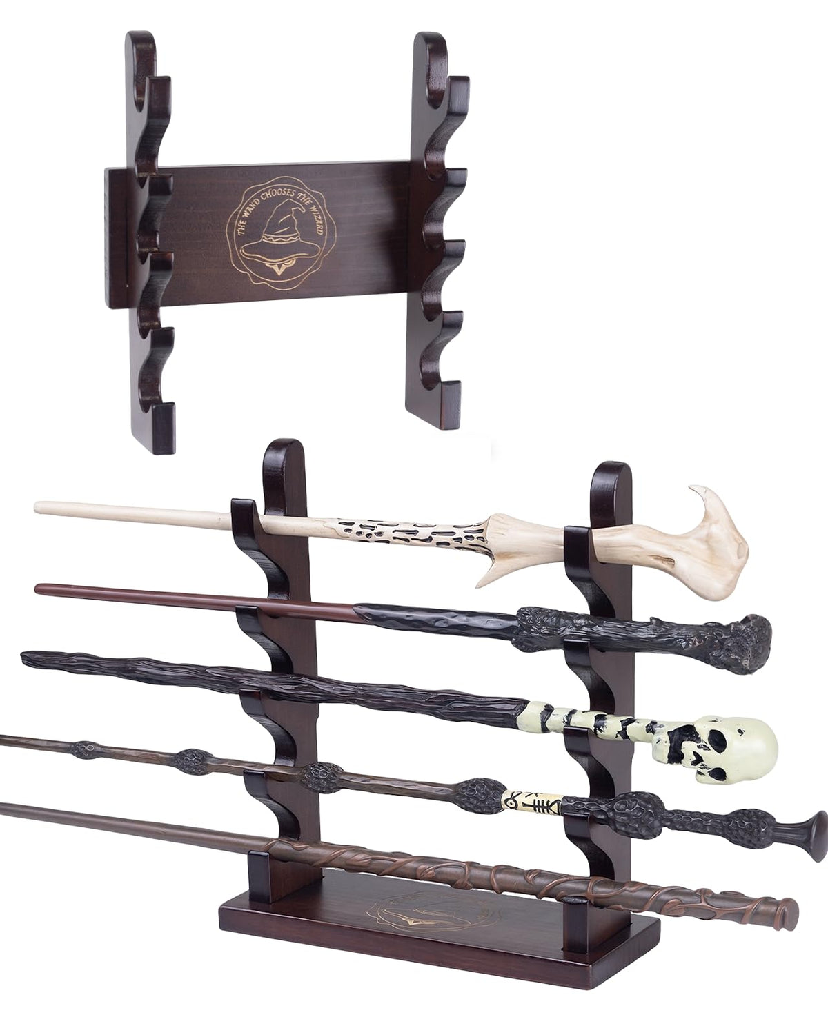 DigNew five-tier wand holder on the wall saves space while displaying five wands.