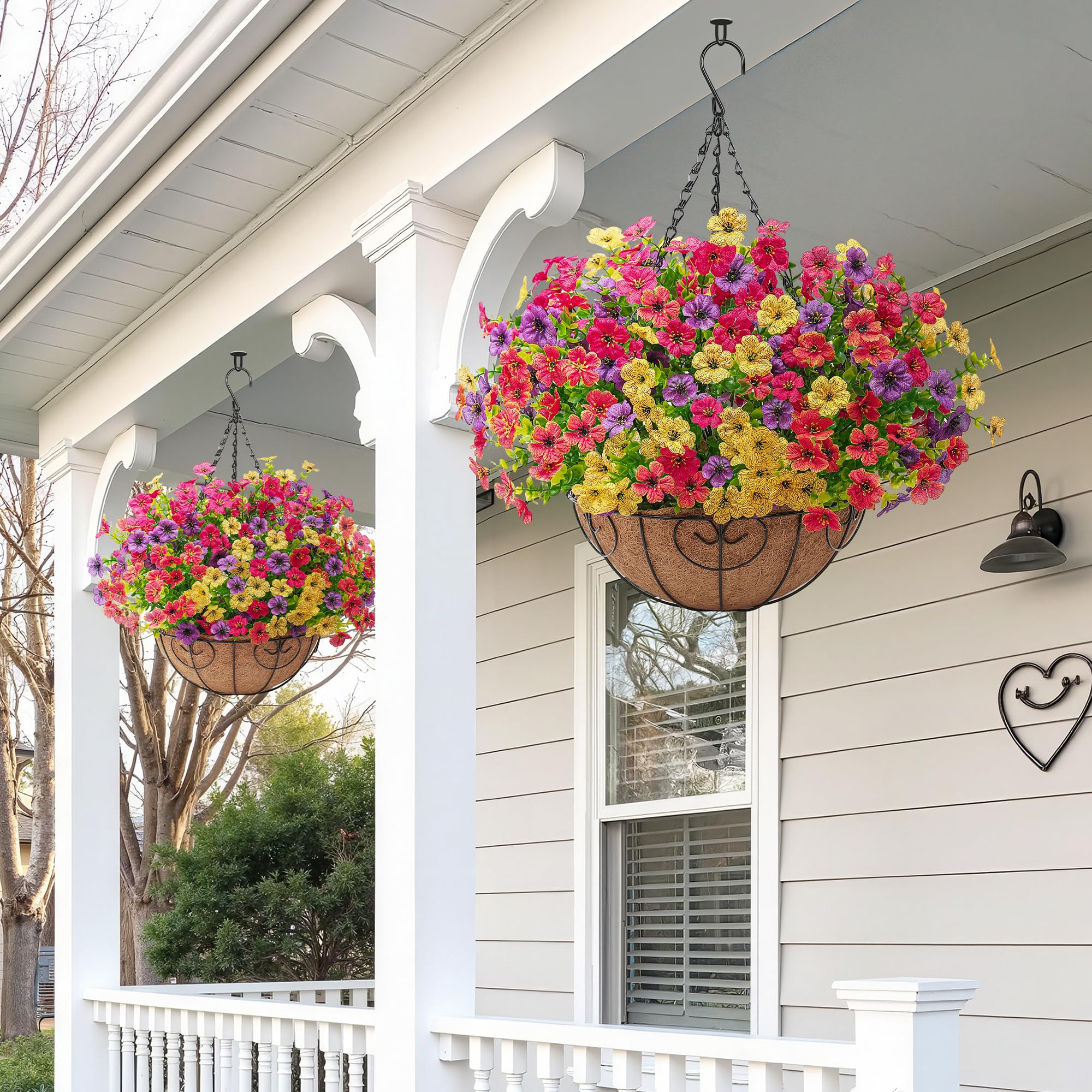 Digtecno hanging basket assembled with grass hat and foam ball for display.