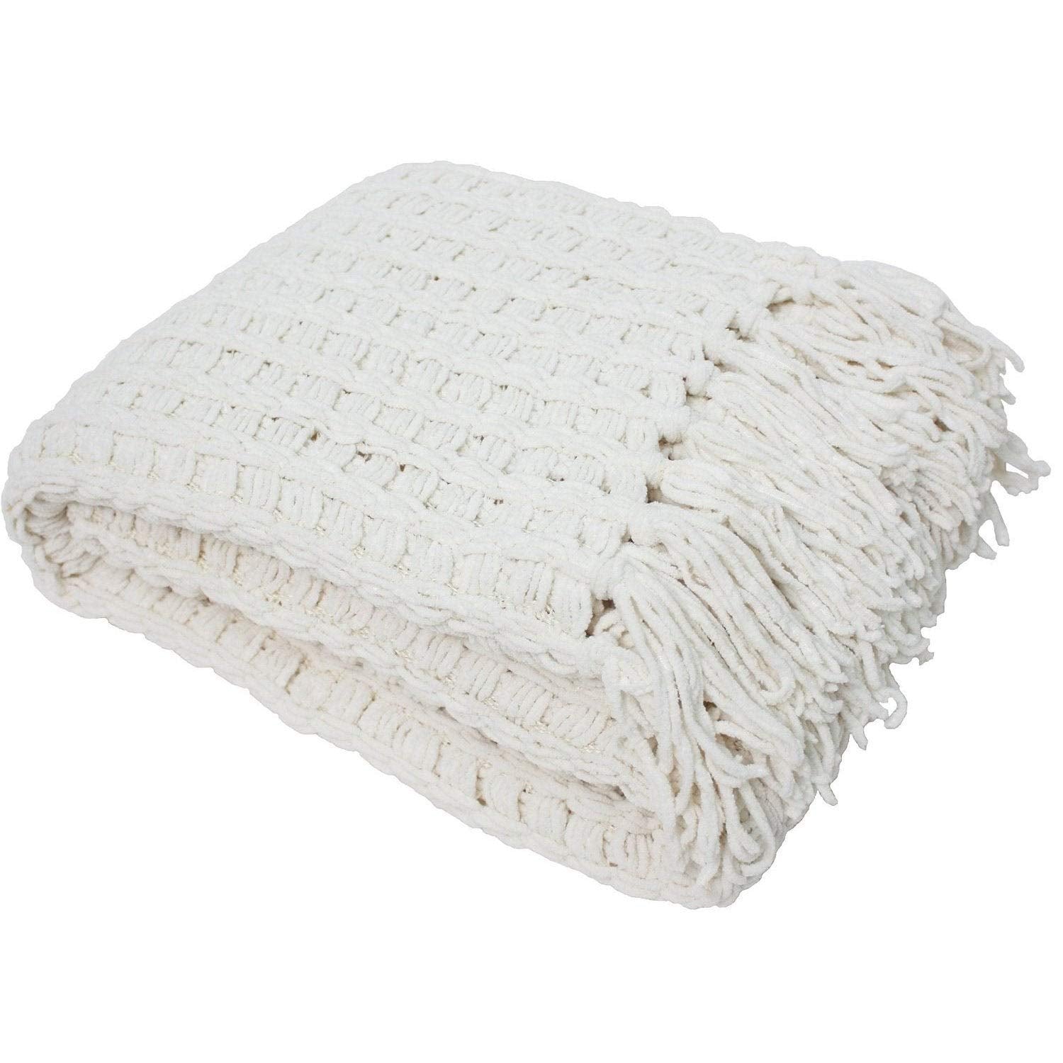 DII chenille throw ready for evening bed-time snuggle.