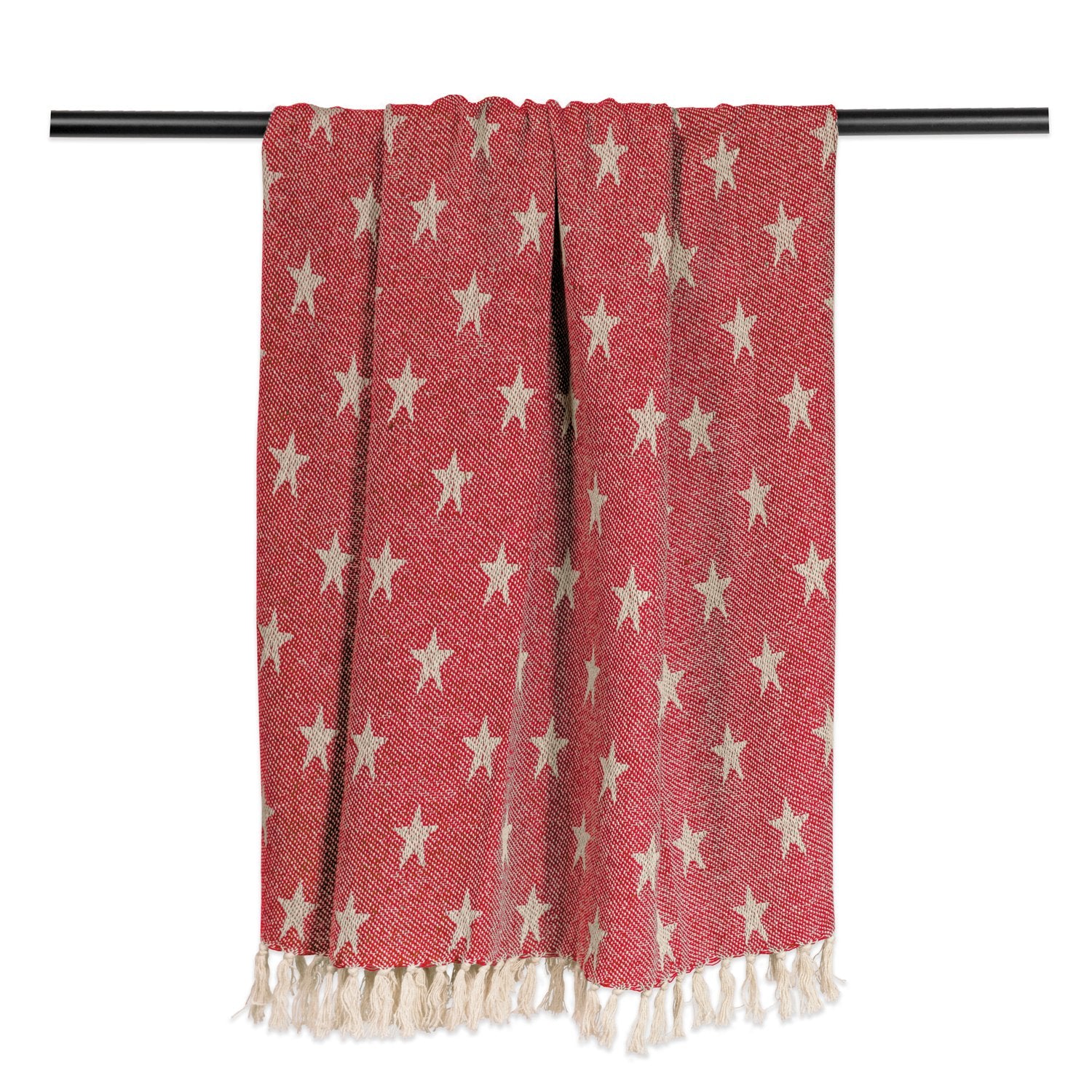 DII Patriotic throw blanket on chair adds texture and color.
