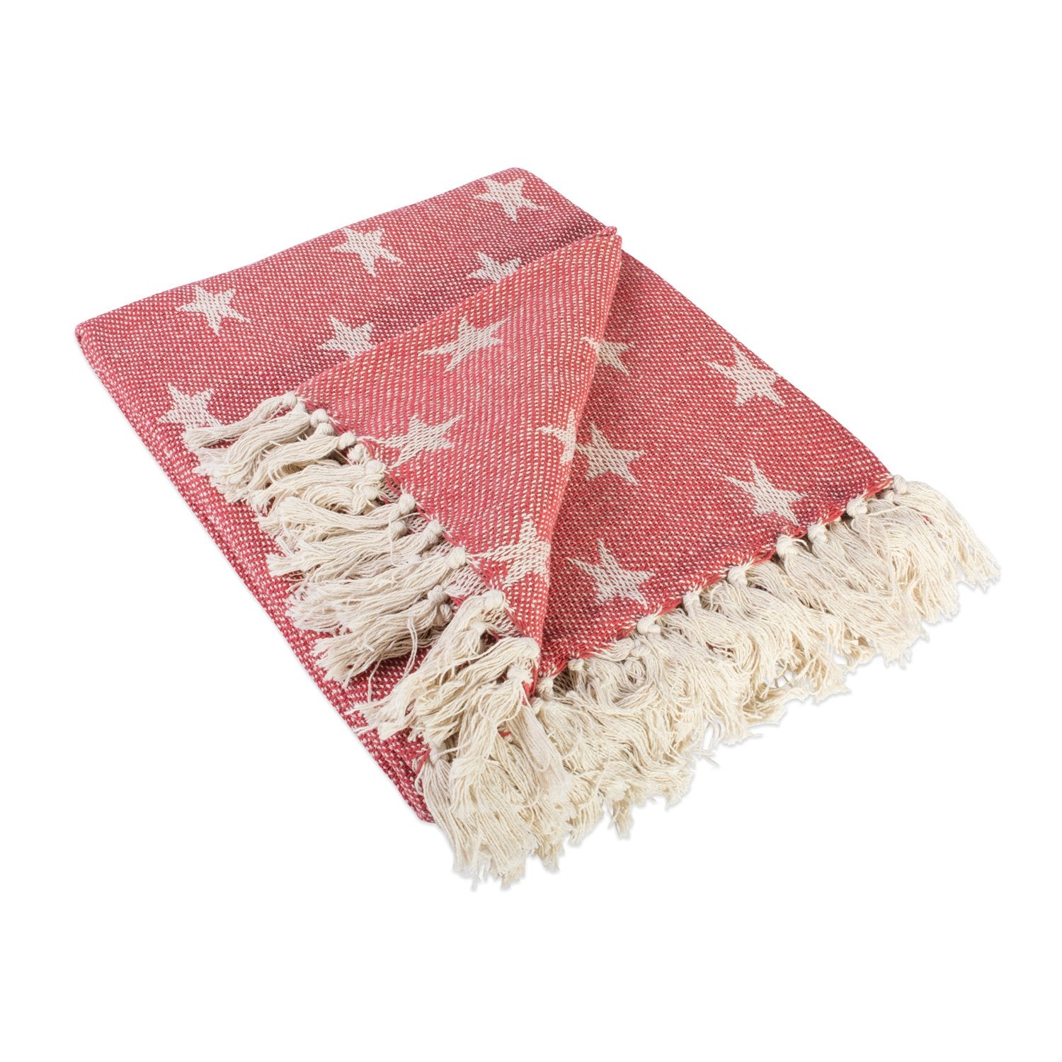 DII patriotic throw blanket Star Tango Red on couch for cozy evenings.