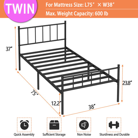 DIIYIV twin bed frame under-storage area reveals 12.7 inches of accessible space