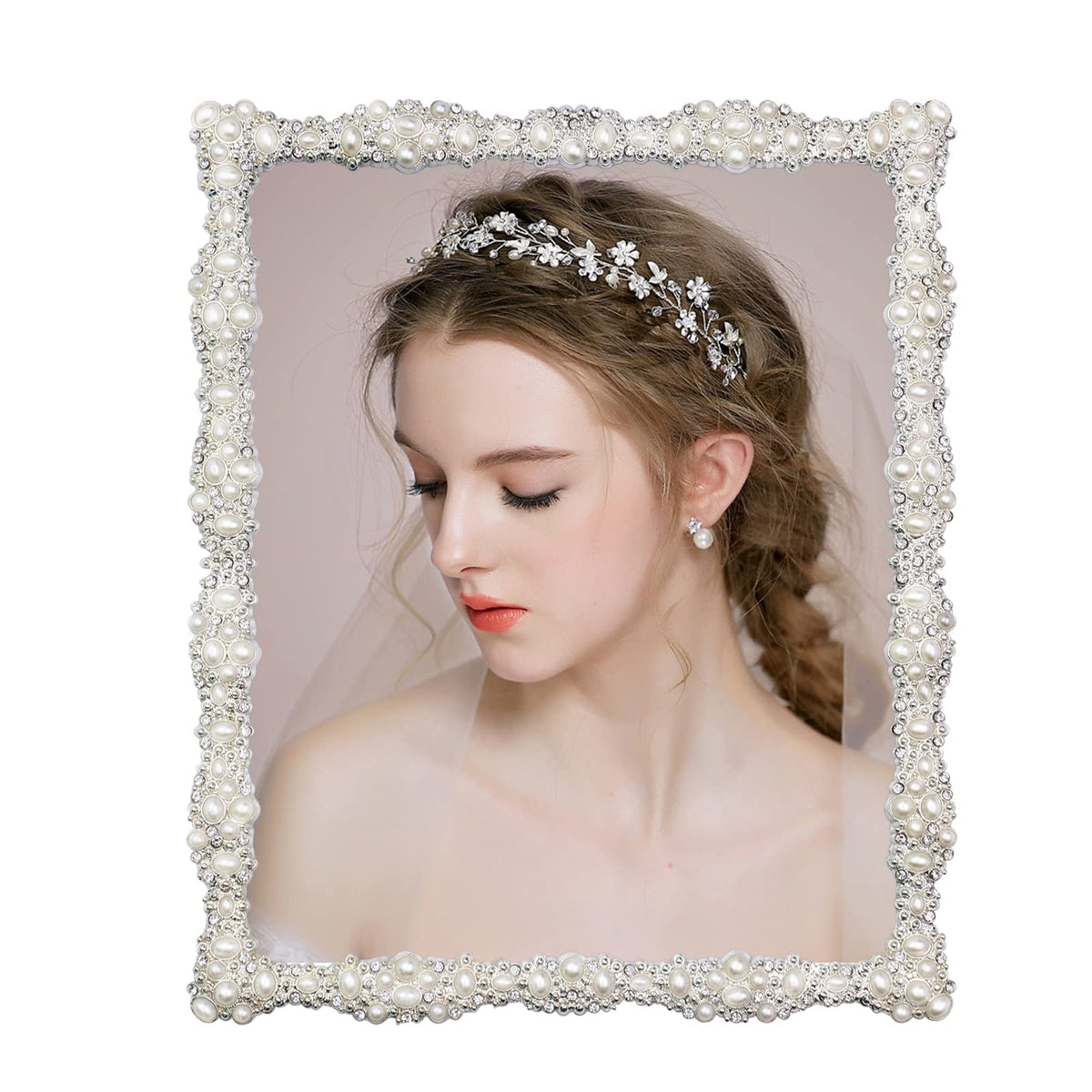 DIKAR 8x10 frame with pearl rhinestones for elegant wedding photo display.