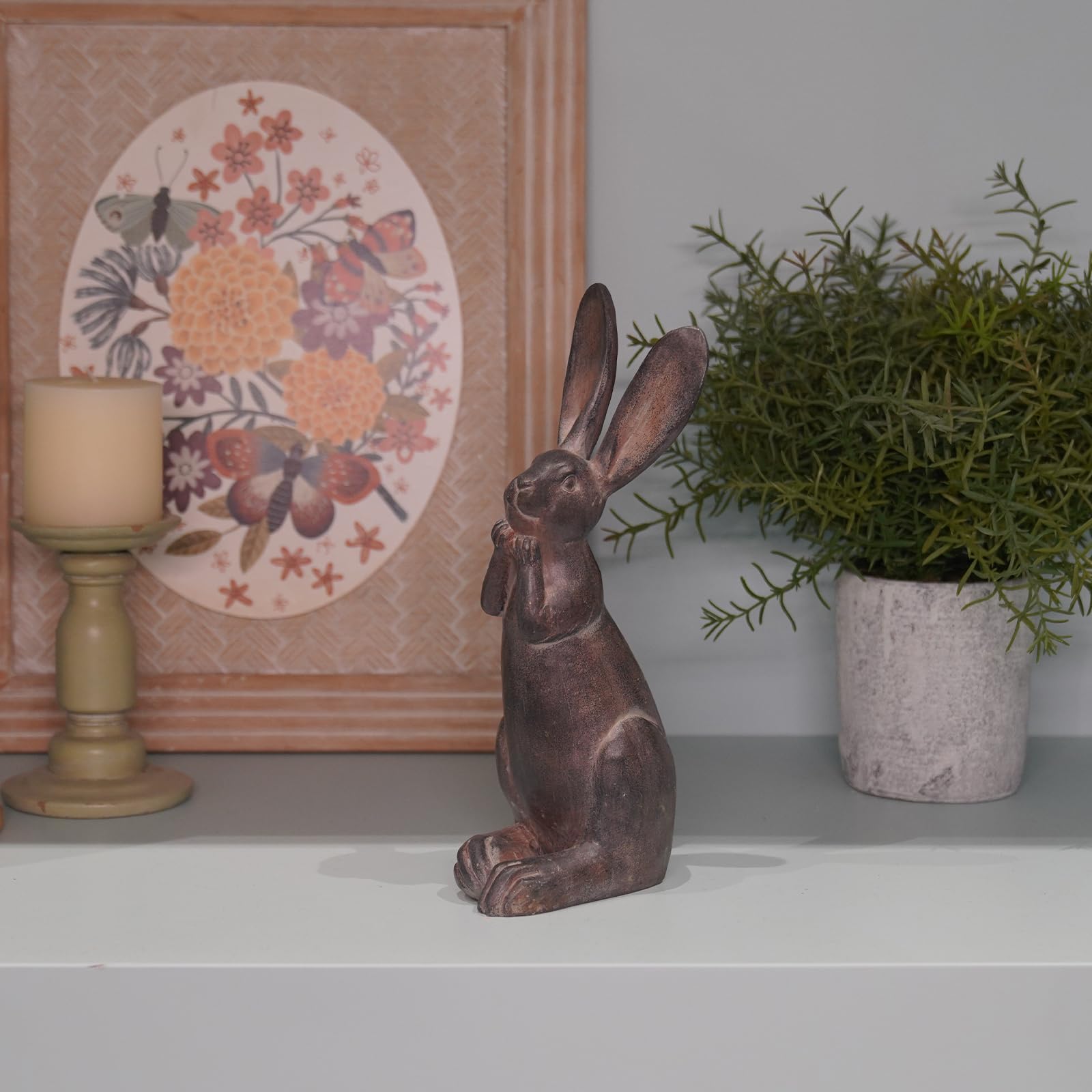 DiliComing rabbit statue for year-round decor, durable resin quality.