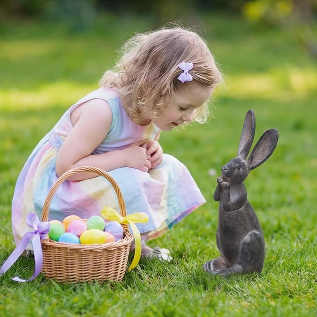 DiliComing cheeky bunny figure for patio decor and seasonal display.