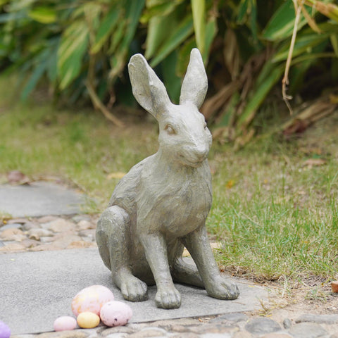 DiliComing detailed resin rabbit garden ornament highlights textured realism.